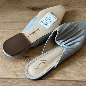 Women's Grey Leather Mules